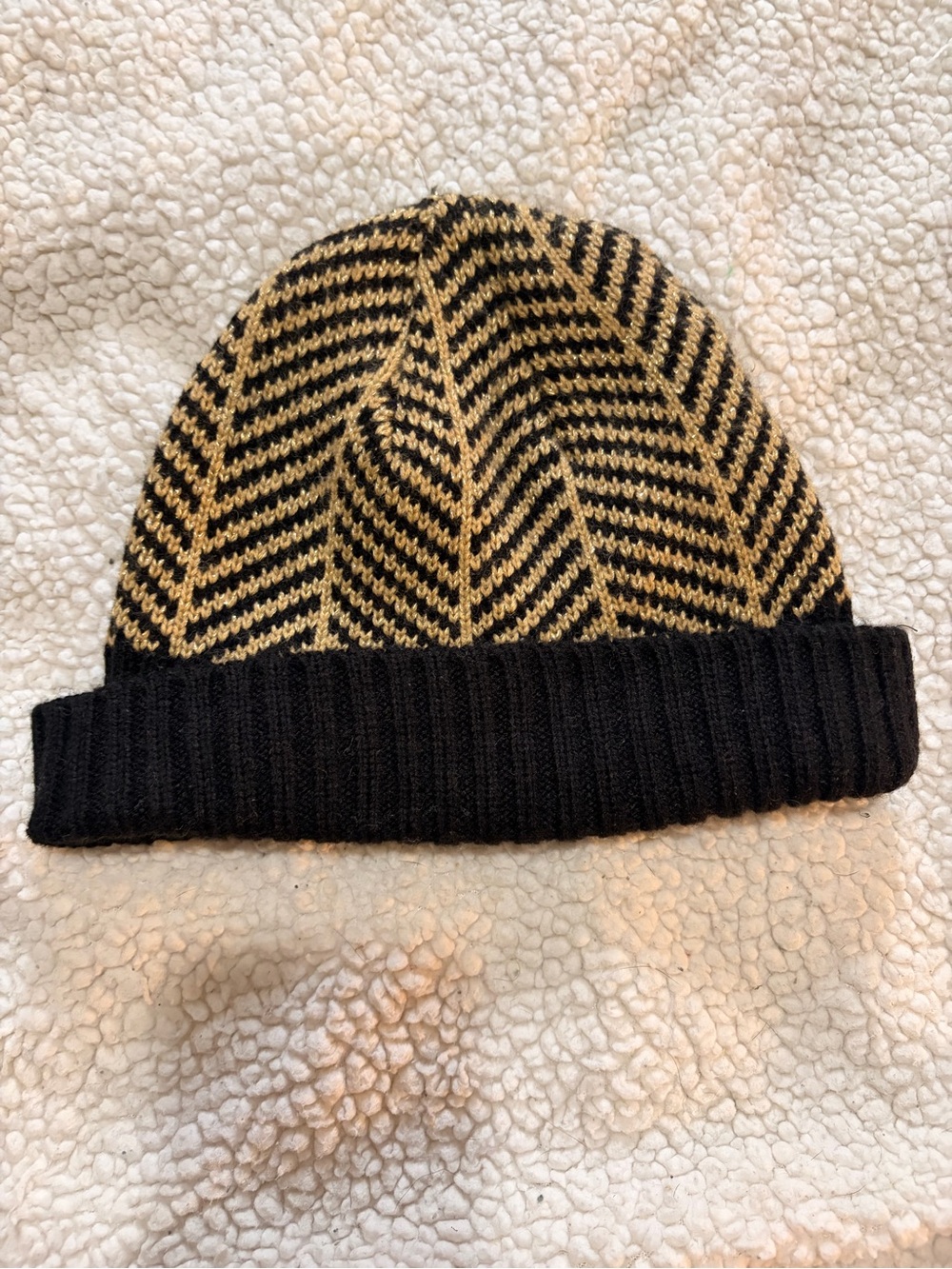 Calvin Klein Black and Gold Knit Beanie